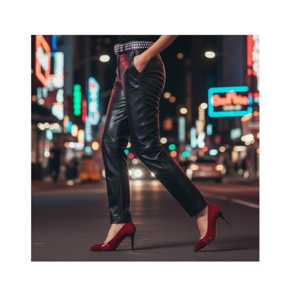 VHTF: new Goldenbleu ♛ Tina Mixed Media Pony Hair Heels Pumps ♛ Red 37.5 7M 7.5M